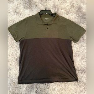 Old Navy Active Core Men’s Color Block Polo Shirt Army Green/Charcoal Gray XL